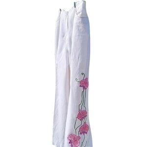 ❤️Women’s Cropped  high-rise LINEN Pants fully lined by Larry Levine,  S…